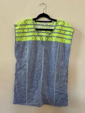 J.Crew Swim Cover Up, Size Women's Medium, Chambray Embroidered Tunic Dress